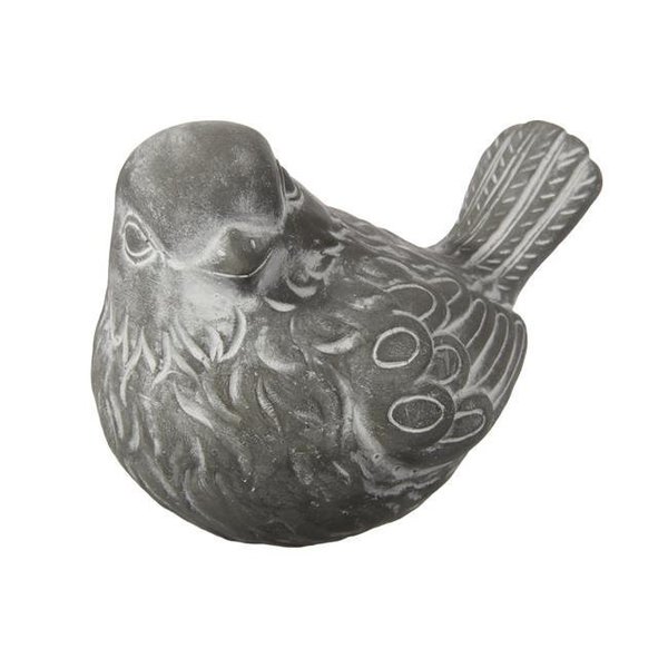 Urban Trends Collection Urban Trends Collection 39780 Cement Sitting Bird Figurine with Head Facing Left; Concrete Gray 39780